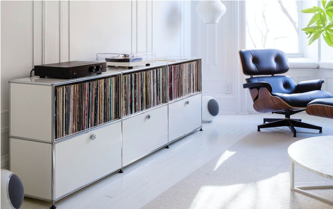 USM Modular Furniture Haller ／USM モジュラー ファニチャー／ユニット 2列3段 ドロップダウンドア ライトグレー W1536 D386 H1090／中古 USM Haller: Iconic Swiss modular furniture